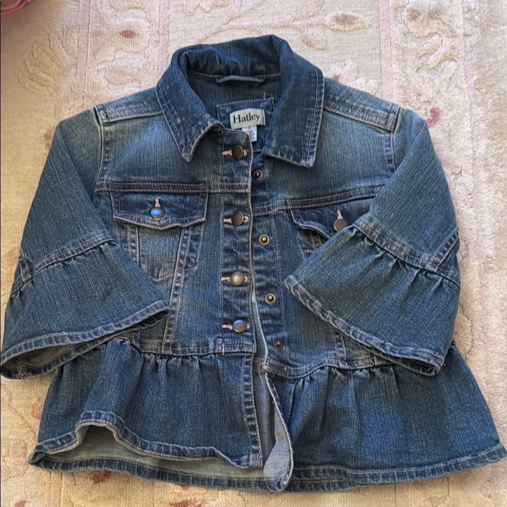 Denim Jacket with Ruffle Hem
